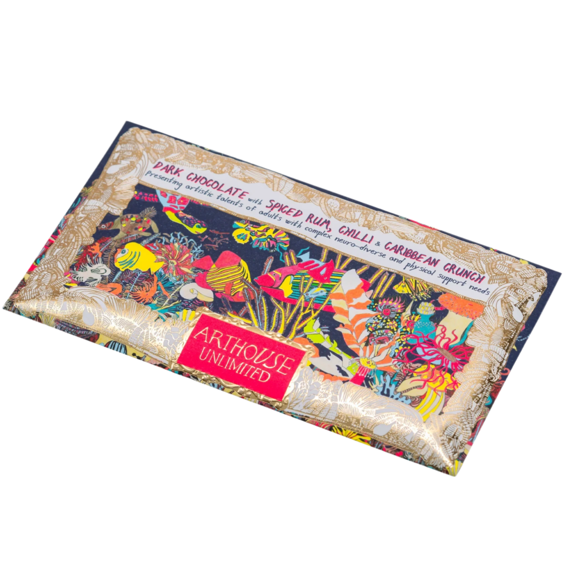Dark Chocolate Bar with Spiced Rum, Chilli & Caribbean Crunch (BBE 12/25)