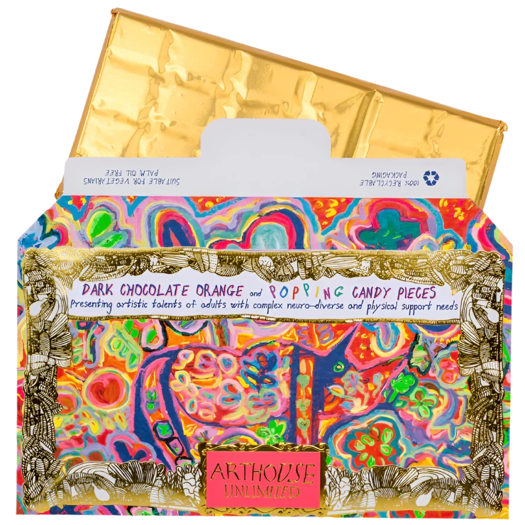 Dark Chocolate Bar with Orange & Popping Candy pieces (BBE 10/25)