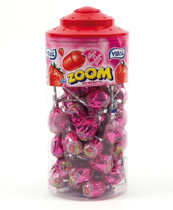 VIDAL MEGA ZOOM STRAWBERRY LOLLIPOPS JAR