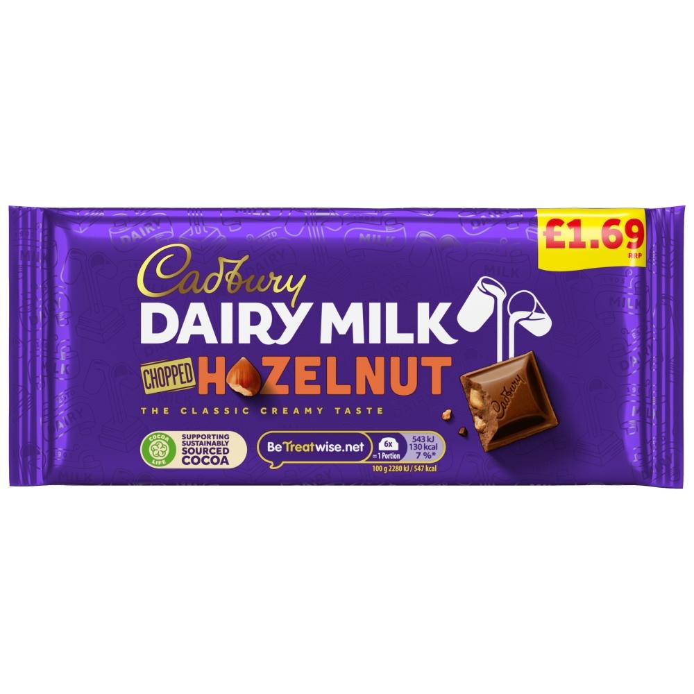 CADBURY DAIRY MILK CHOPPED NUT CHOCOLATE BAR 95G