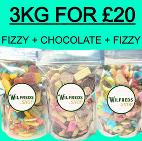 3KG FOR £20; FIZZY, CHOCOLATE, FIZZY