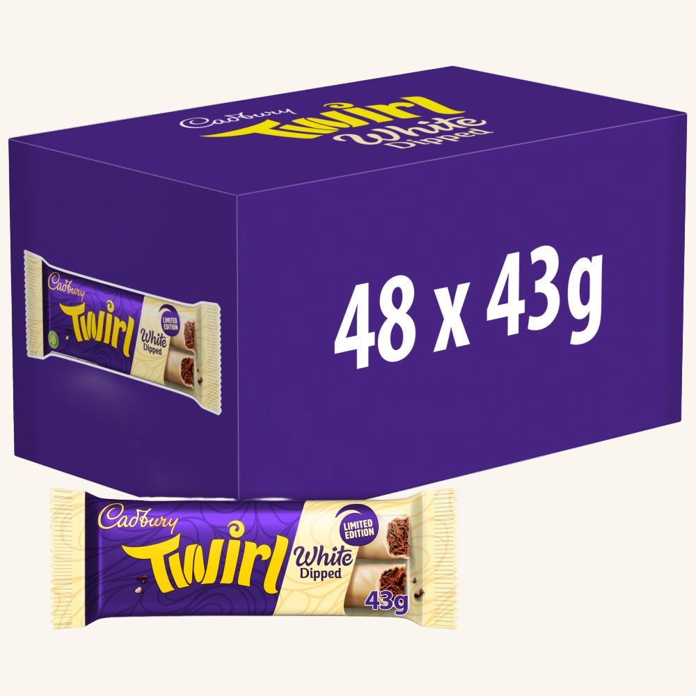 Cadbury Twirl White Dipped Chocolate Bar 43g x 48