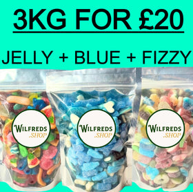 3KG FOR £20;JELLY, BLUE, FIZZY