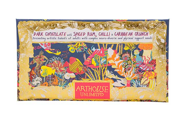 Arthouse Unlimited Organic Handmade Chocolate - Angels of The Deep Dark Chocolate with Spiced Rum, Chilli & Caribbean Crunch