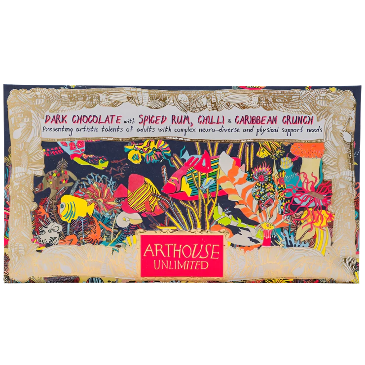 Dark Chocolate Bar with Spiced Rum, Chilli & Caribbean Crunch