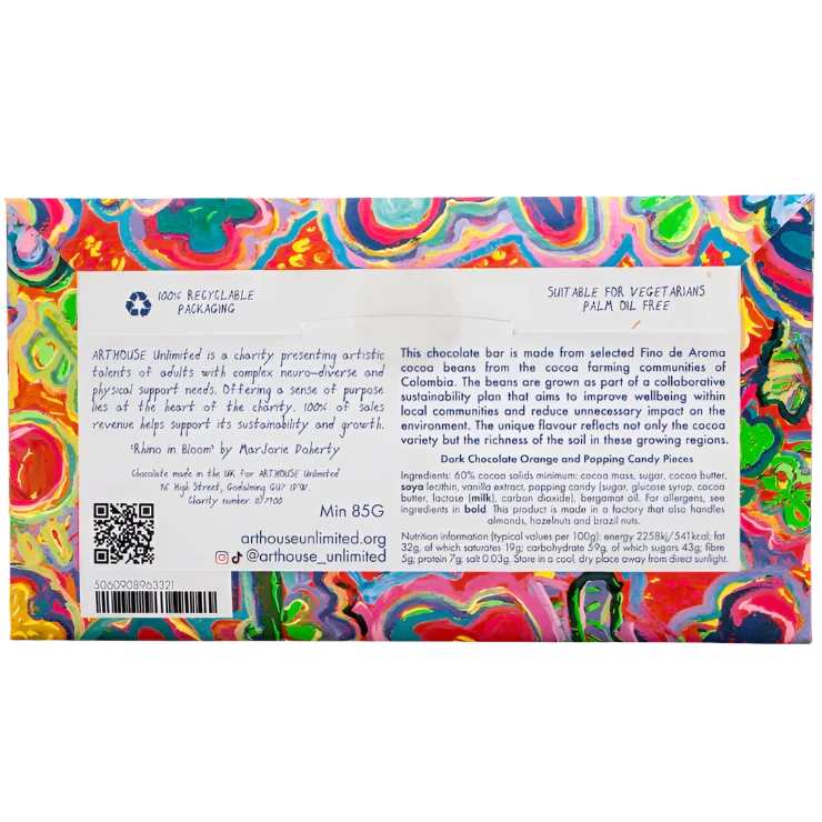 Dark Chocolate Bar with Orange & Popping Candy pieces (BBE 10/25)