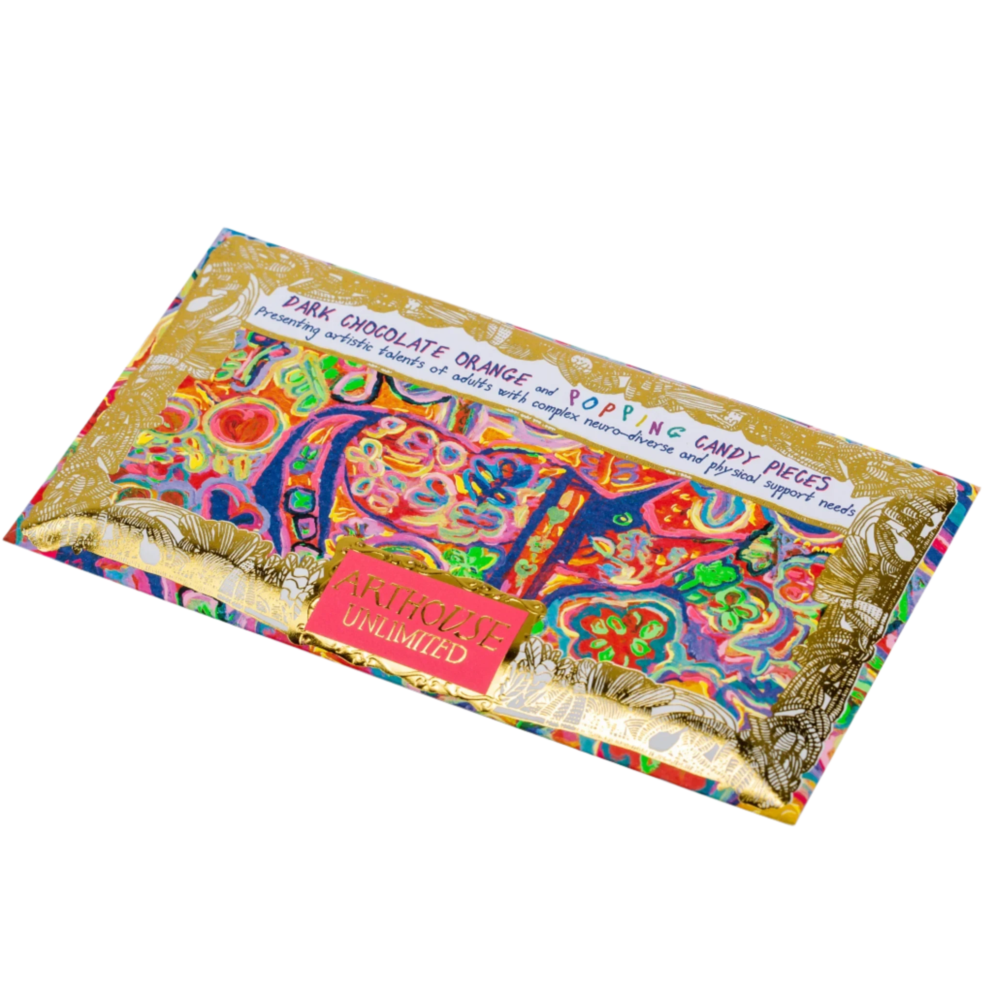 Dark Chocolate Bar with Orange & Popping Candy pieces (BBE 10/25)