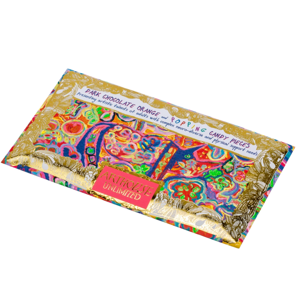 Dark Chocolate Bar with Orange & Popping Candy pieces (BBE 10/25)