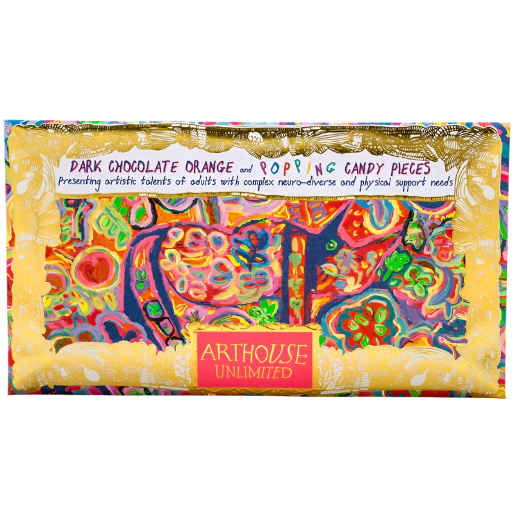 Dark Chocolate Bar with Orange & Popping Candy pieces (BBE 10/25)