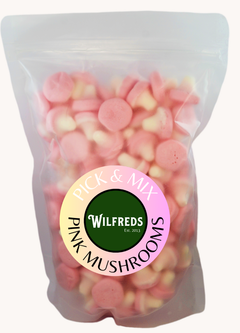 Pink Mushrooms - British sweets from Wilfreds