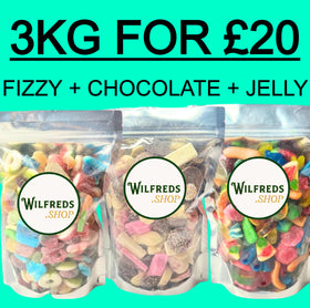 3KG FOR £20; JELLY, CHOCOLATE, FIZZY