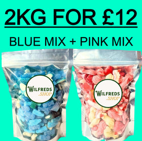 2KG FOR £12; BLUE + PINK