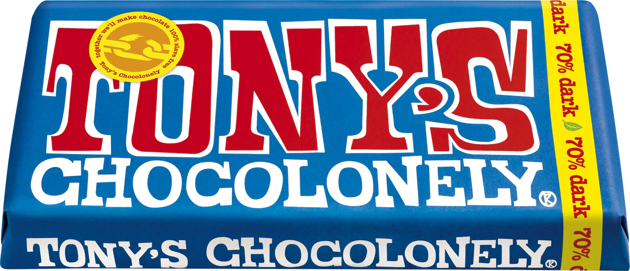 TONY’S CHOCOLONELY 70% DARK CHOCOLATE BAR