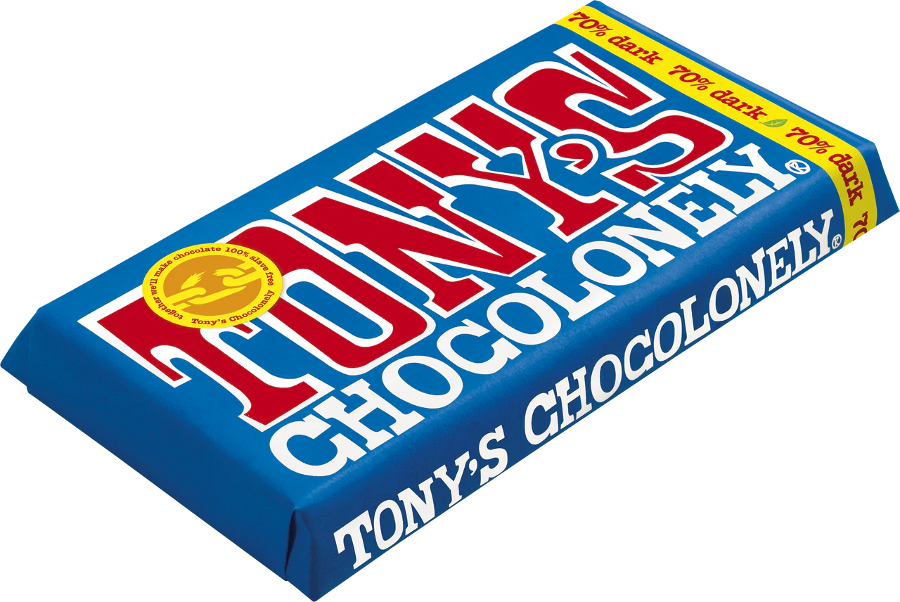 TONY’S CHOCOLONELY 70% DARK CHOCOLATE BAR