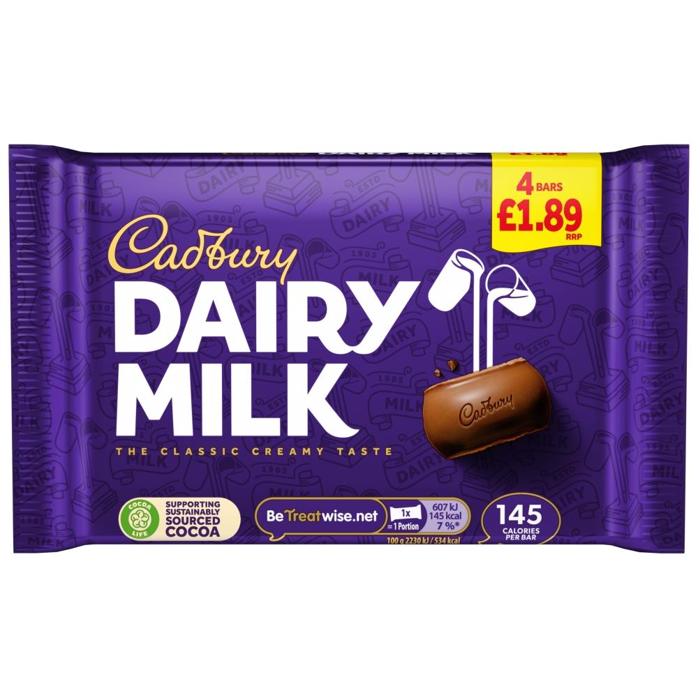 CADBURY DAIRY MILK CHOCOLATE BAR 4 PACK 108.8G (PMP) – 14 X (4 X 27.2G) MULTIPACKS - 0