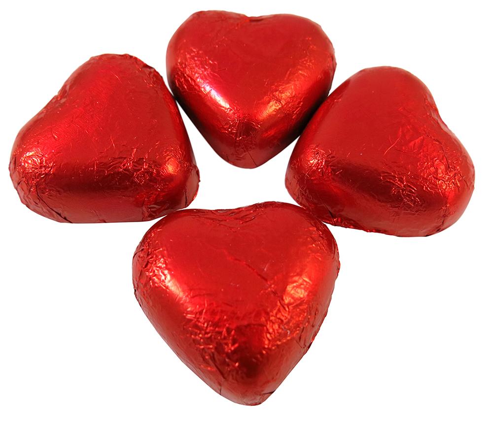 KINGSWAY RED FOILED MILK CHOCOLATE HEARTS 1KG (DAIRY) – 1 X 1KG BAG - 0