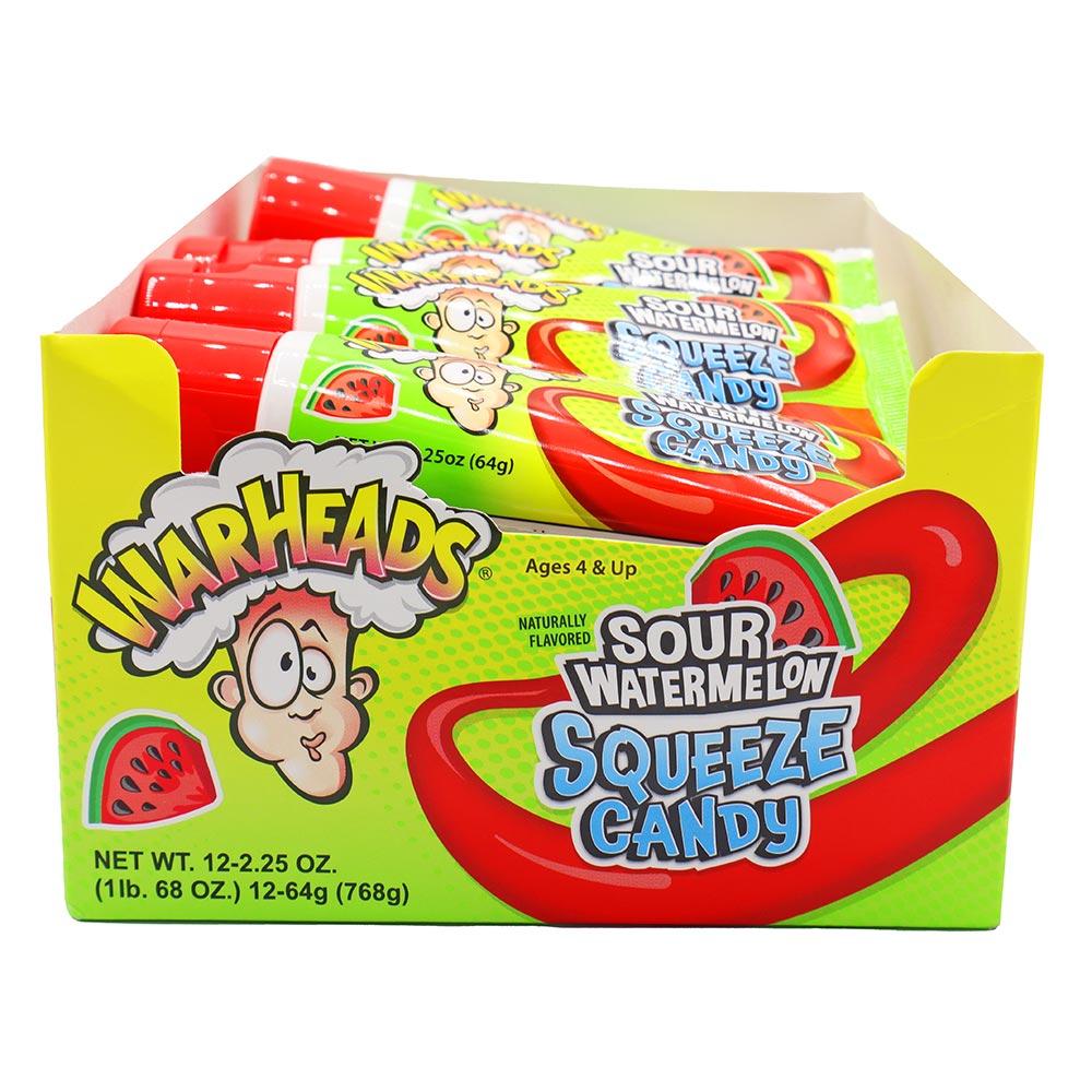WARHEADS SOUR WATERMELON SQUEEZE CANDY 64G – 12 X 64G TUBES