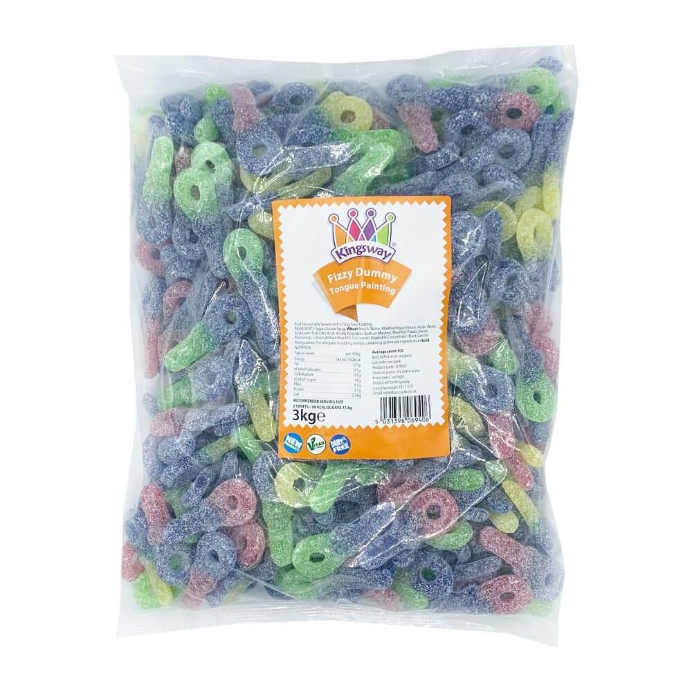 KINGSWAY TONGUE PAINTING FIZZY DUMMIES 3KG BAG (VEGAN) - 0