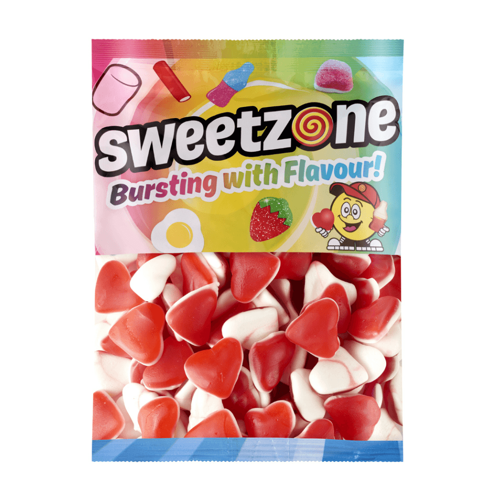 SWEETZONE STRAWBERRY & CREAM HEARTS 1KG BAG – 1 X 1KG BAG