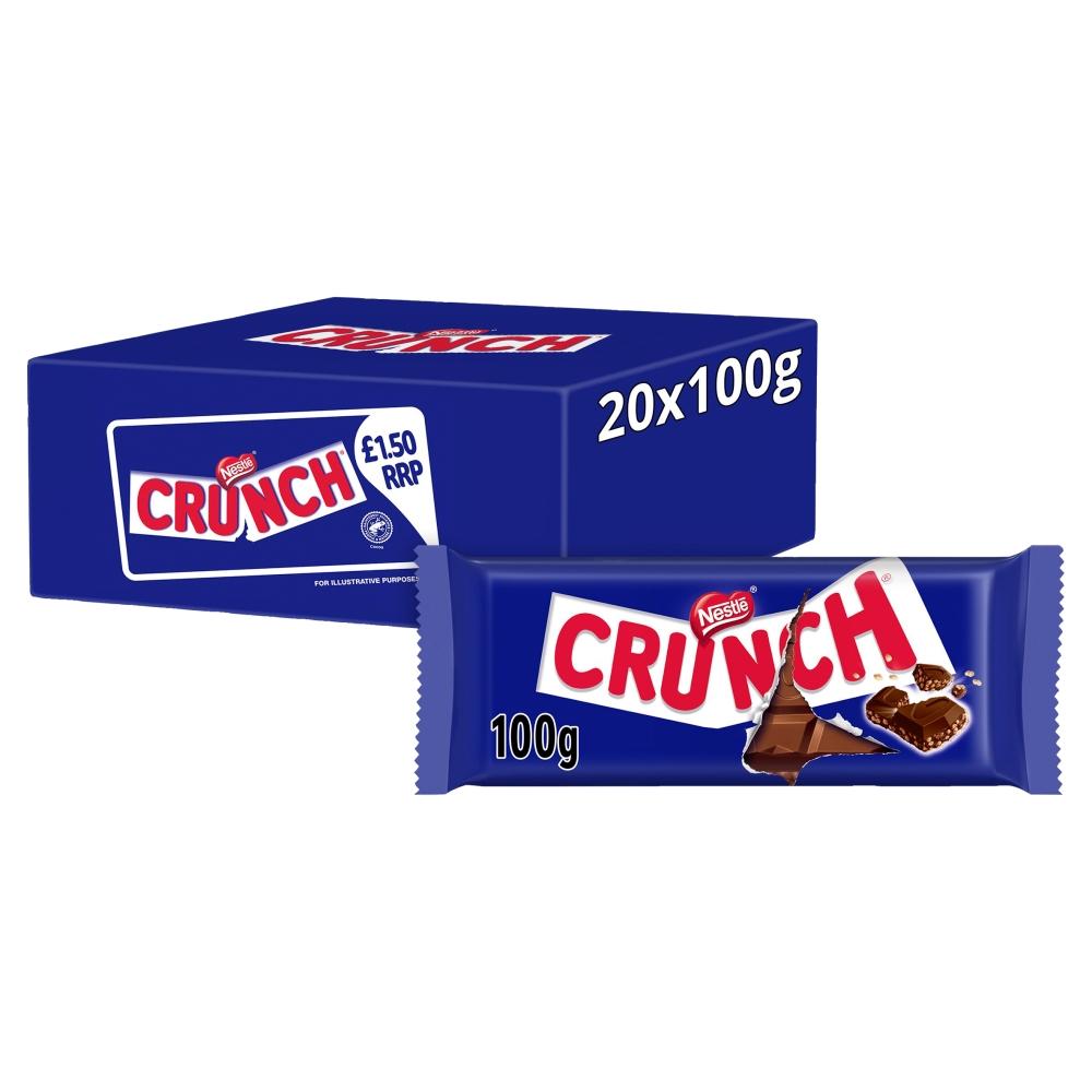 CRUNCH MILK CHOCOLATE SHARING BAR 100G (£1.50) – 20 X 100G BARS