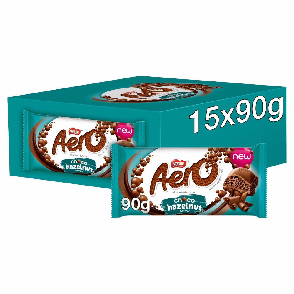 AERO HAZELNUT CHOCOLATE SHARING BAR 90G – 15 X 90G BARS