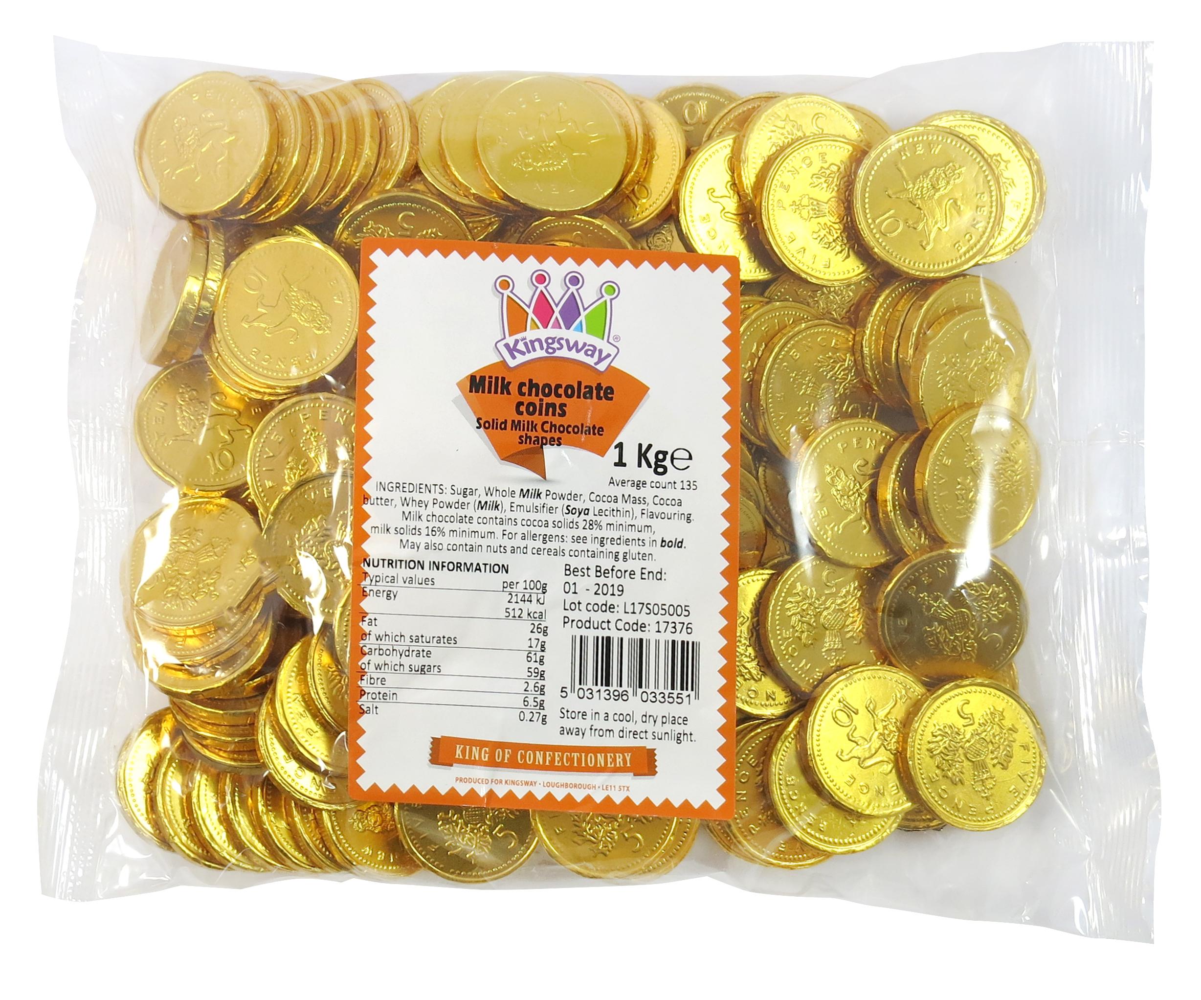 KINGSWAY GOLD MILK CHOCOLATE COINS 1KG BAG – 1 X 1KG BAG - 0