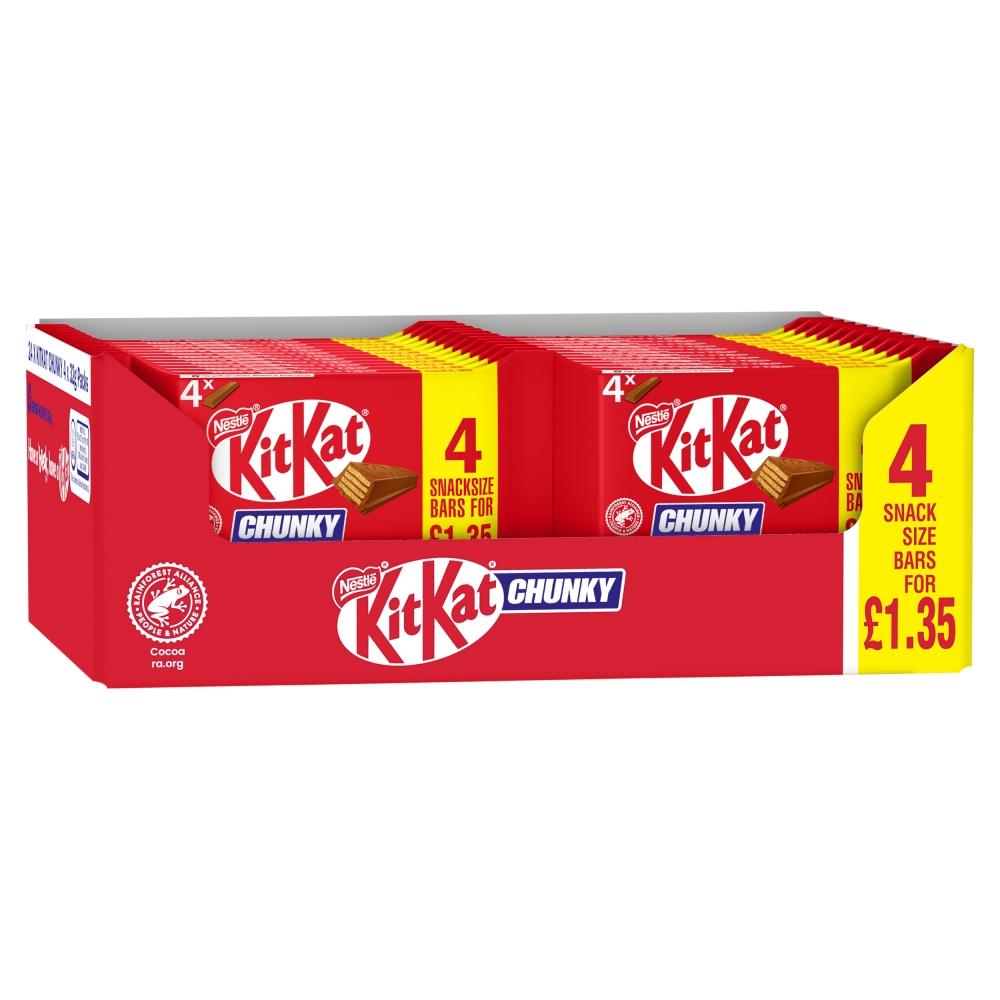 KITKAT CHUNKY MILK CHOCOLATE SNACKSIZE BARS 128G (4 PACK) – 24 X (4 X 32G) MULTIPACKS