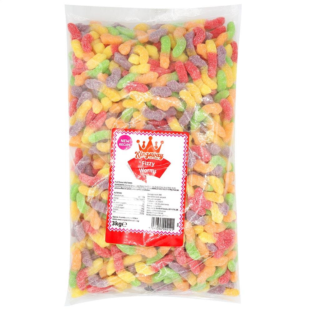 KINGSWAY FIZZY WORMS 3KG BAG – 1 X 3KG BAG - 0