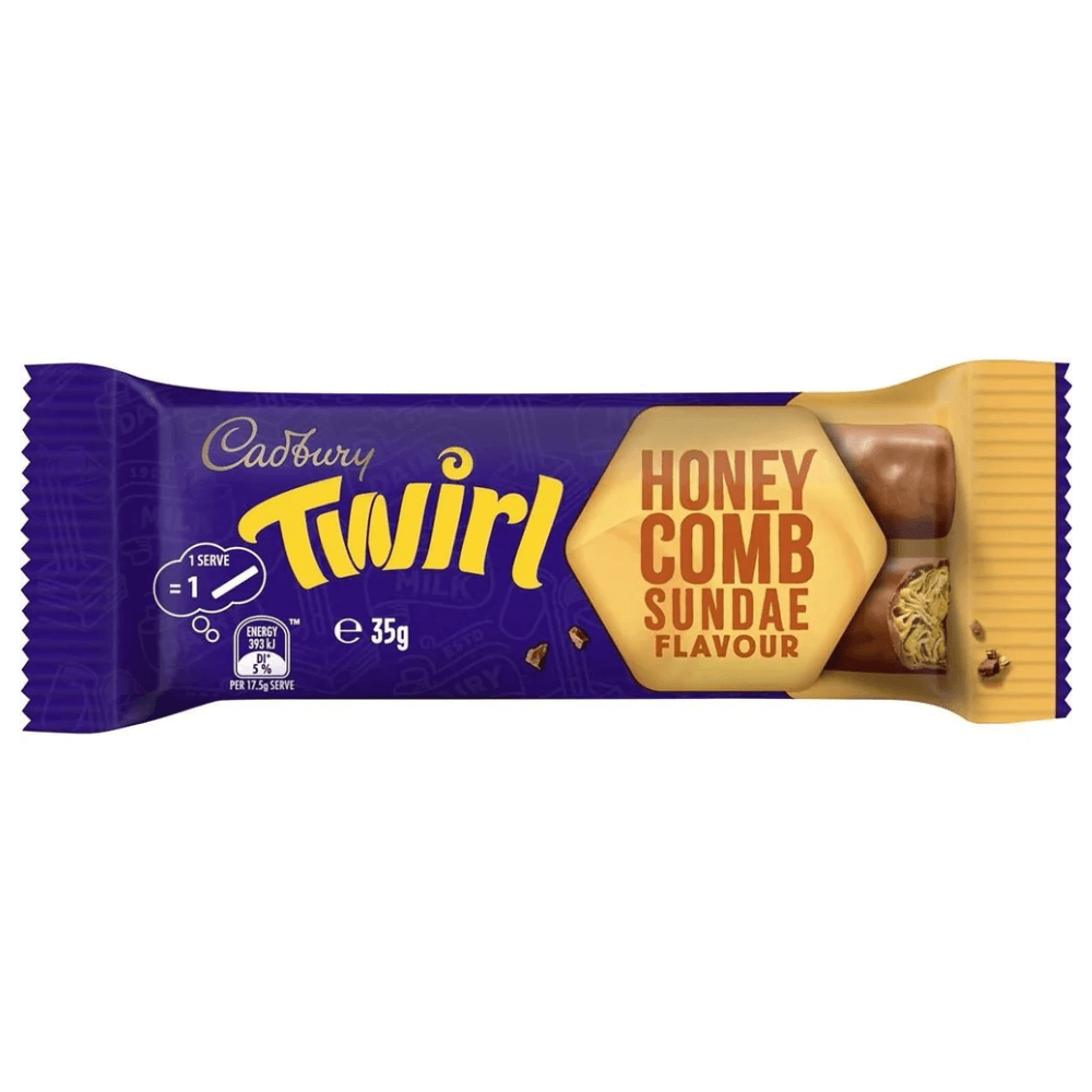 CADBURY TWIRL HONEYCOMB SUNDAE CHOCOLATE BAR 35G (AUSTRALIAN) – 42 X 35G BARS