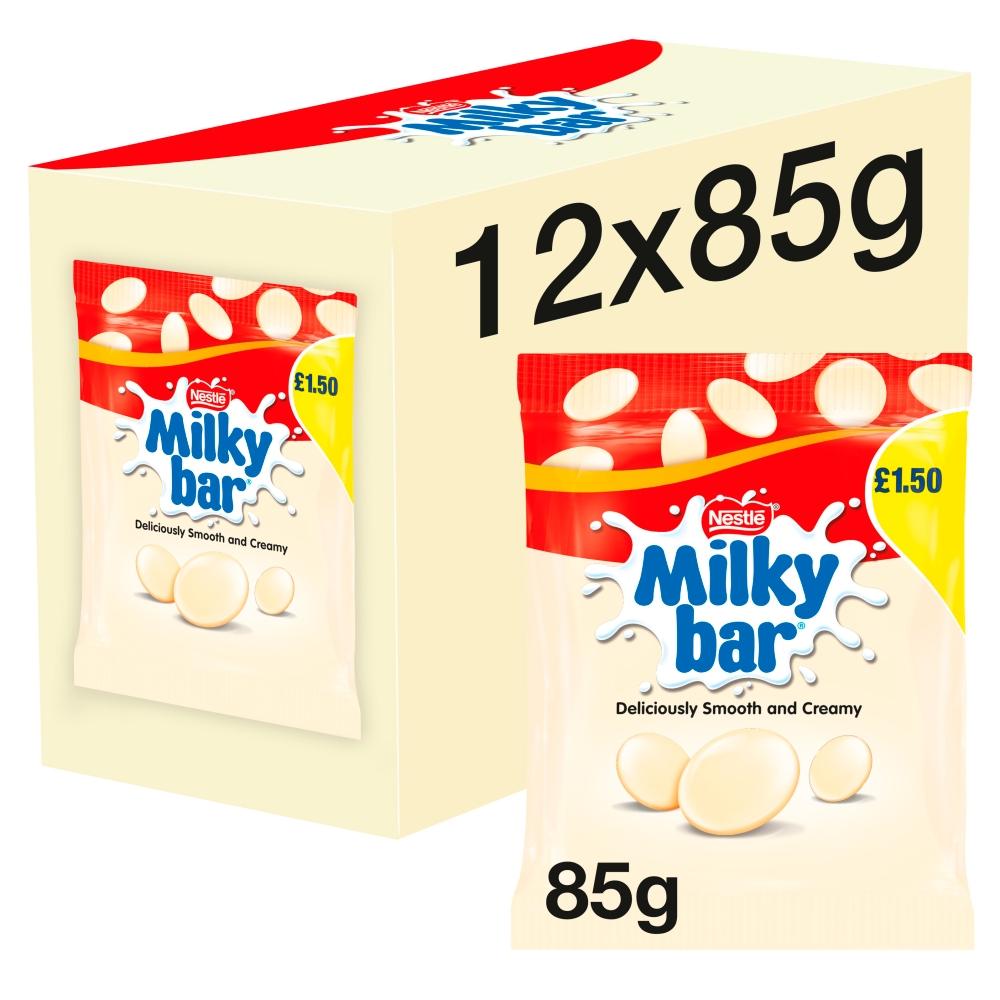 MILKYBAR GIANT BUTTONS WHITE CHOCOLATE 85G BAG – 12 X 85G POUCHES