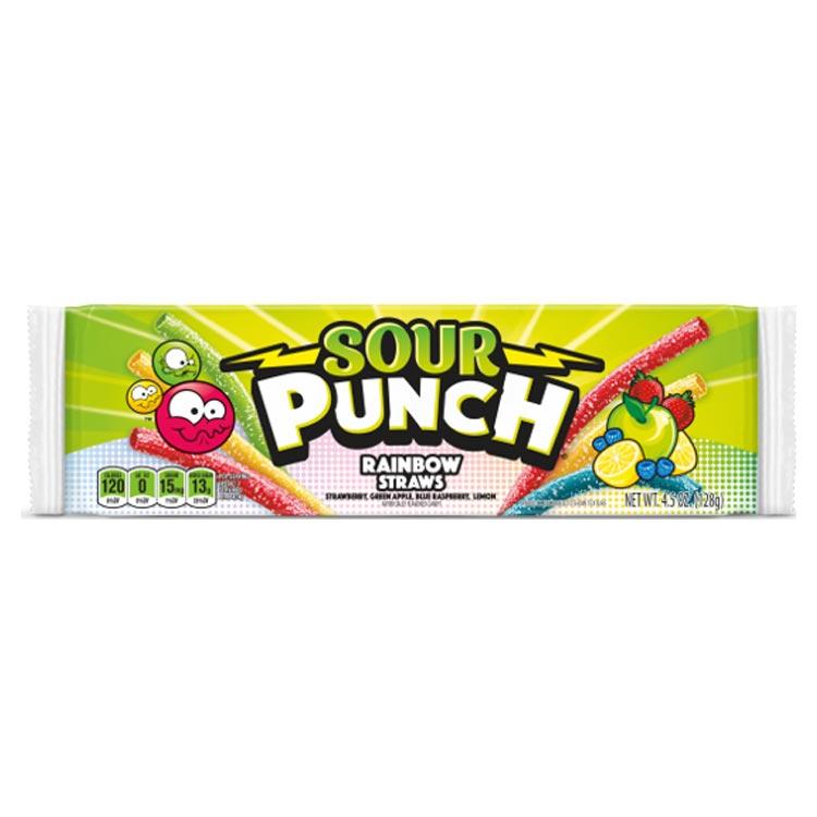 SOUR PUNCH RAINBOW STRAWS 128G TRAY – 24 X 128G PACKS