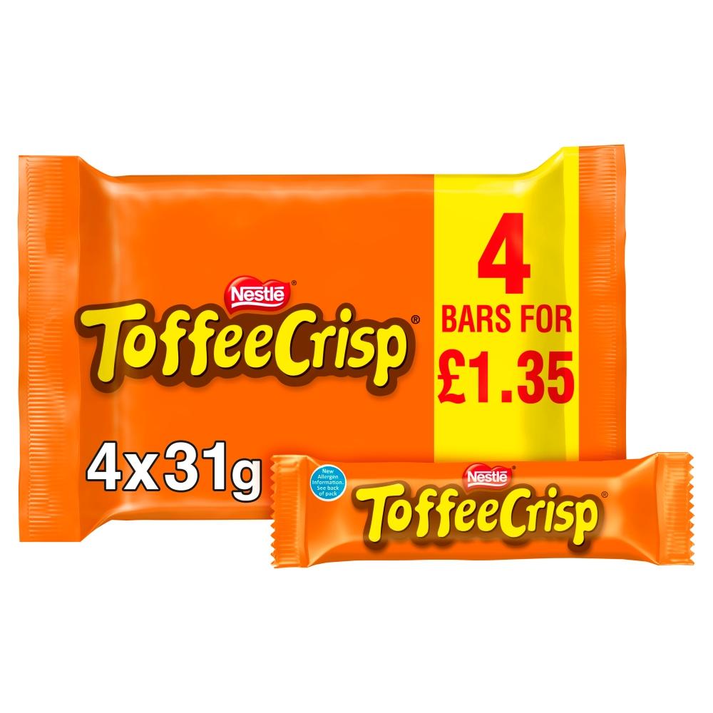 TOFFEE CRISP CHOCOLATE BAR 4 PACK (124G) (£1.35) – 14 X (4 X 31G) - 0