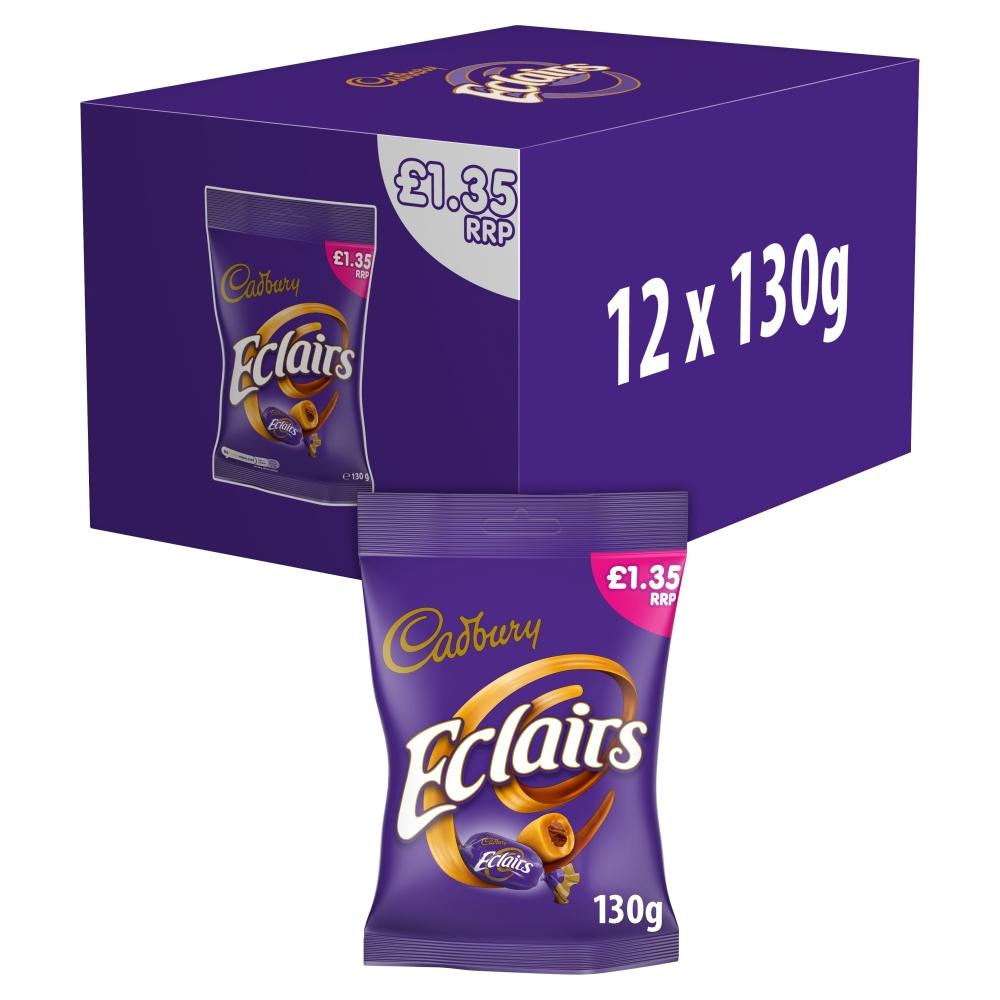 CADBURY ECLAIRS CHOCOLATE 130G BAG – 12 X 130G BAGS