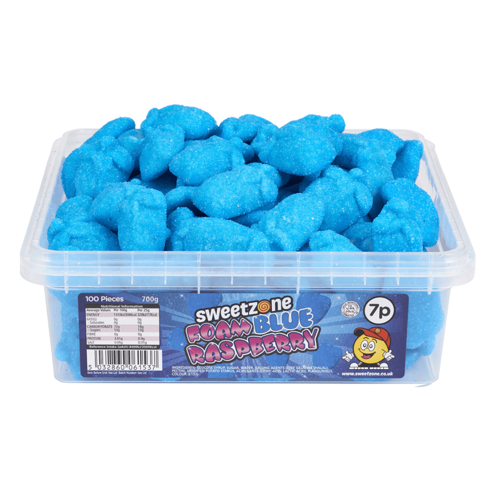 SWEETZONE FOAM BLUE RASPBERRY SLICES 700G TUB – 1 X 700G TUB