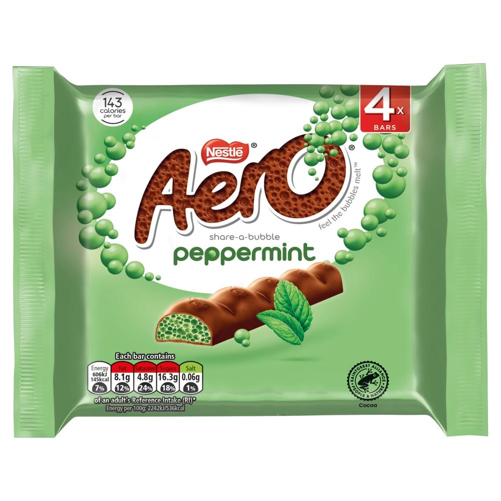 AERO BUBBLY PEPPERMINT CHOCOLATE BAR 4 PACK (27G EACH) – 14 X 108G MULTIPACK - 0