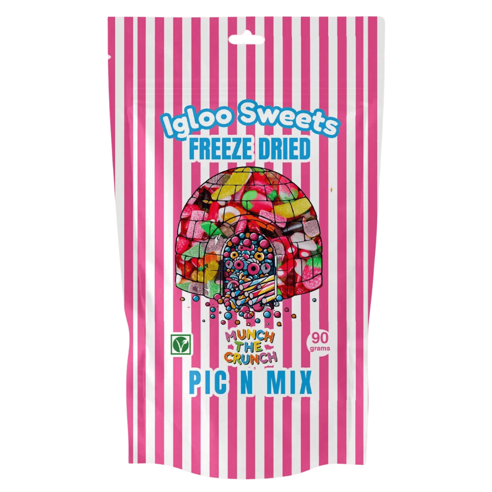IGLOO PINK PIC N MIX FREEZE DRIED SWEETS 90G POUCH – 10 X 90G POUCHES