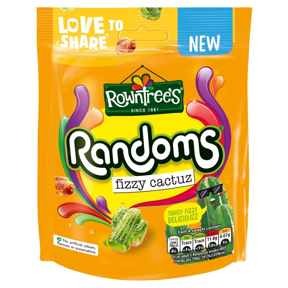 ROWNTREE'S RANDOMS FIZZY CACTUZ SWEETS 130G BAG – 10 X 130G POUCHES - 0