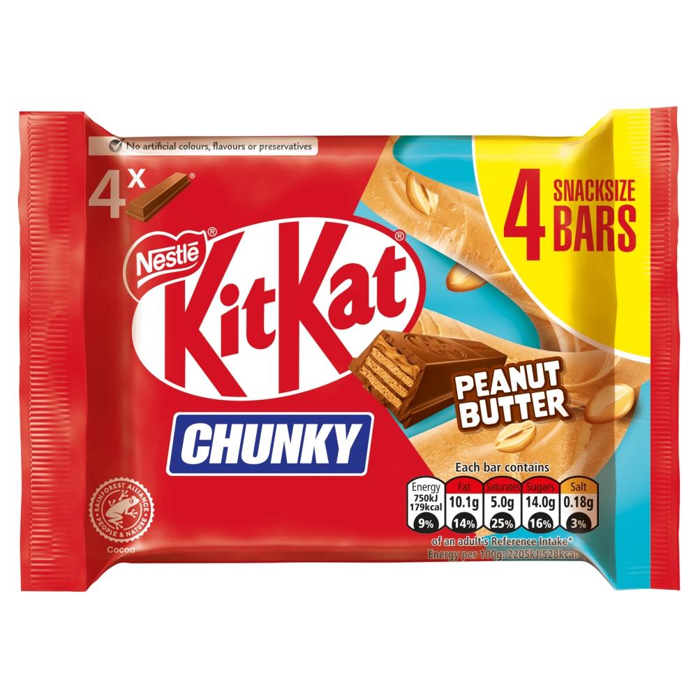 KITKAT CHUNKY PEANUT BUTTER CHOCOLATE BARS 4 PACK (34G EACH) – 15 X (4 X 34G BARS) - 0