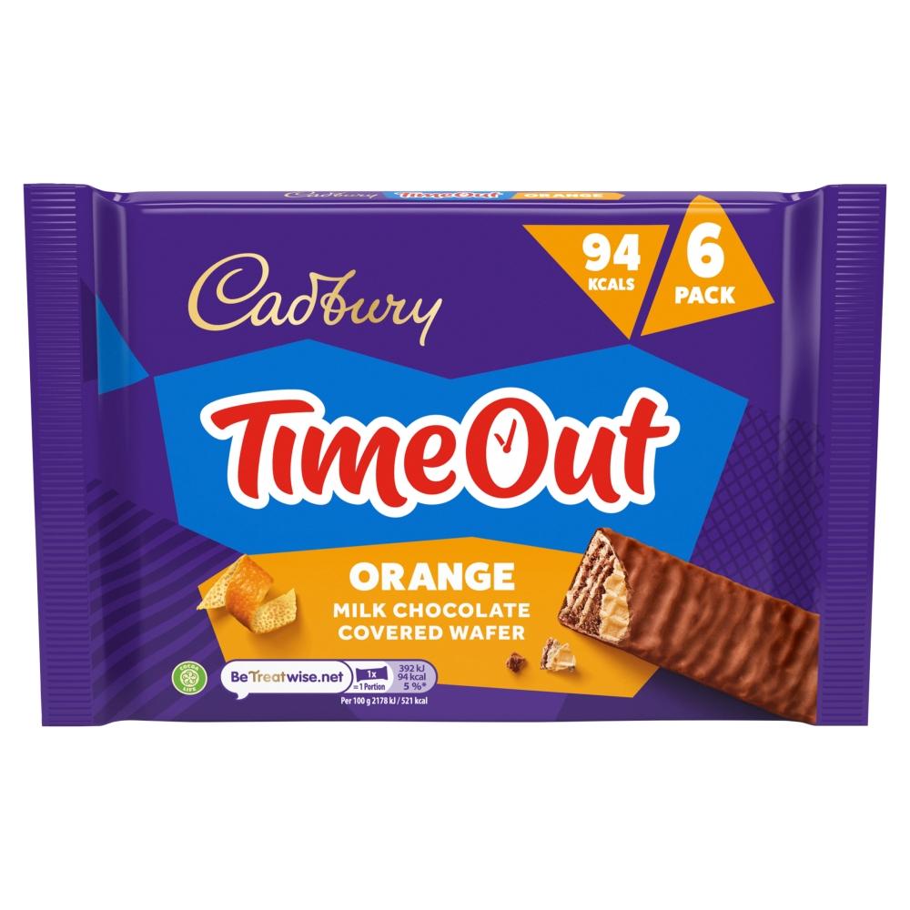 CADBURY TIMEOUT ORANGE MILK CHOCOLATE COVERED WAFER 108G (6 PACK)