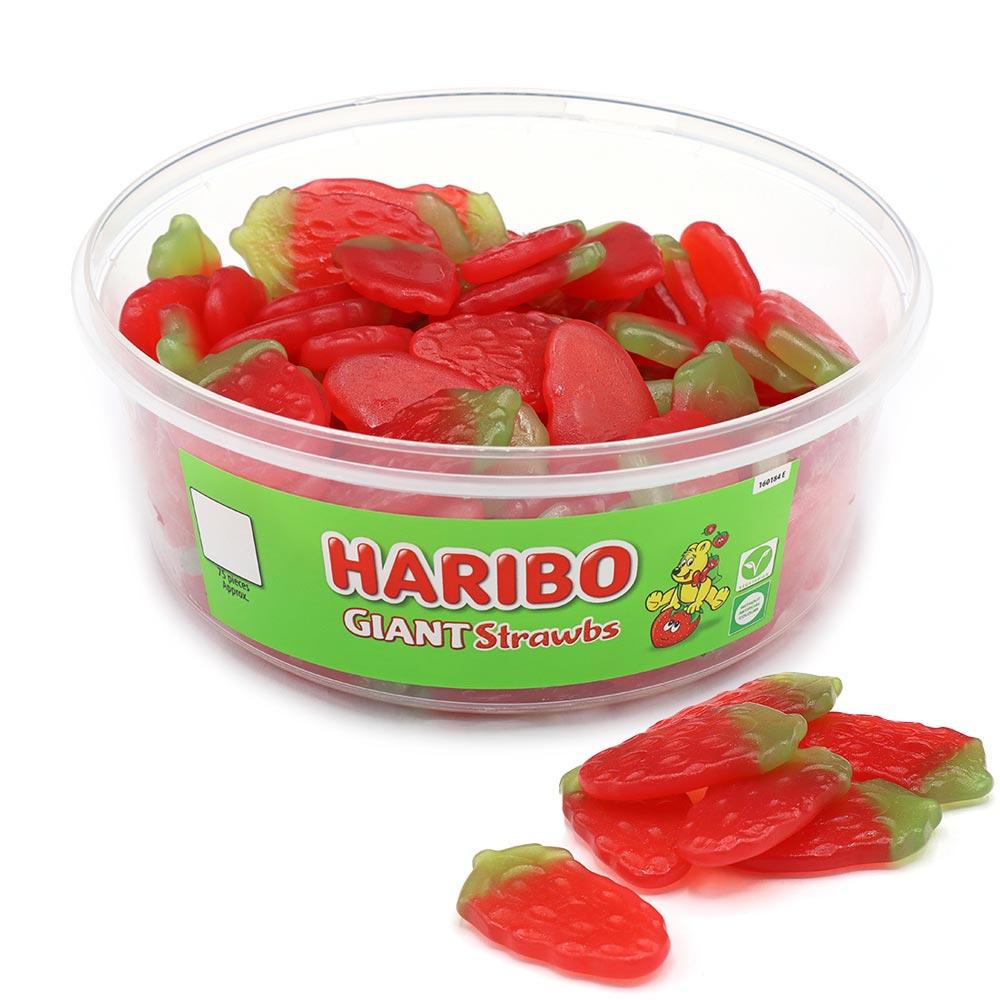 HARIBO GIANT STRAWBS 825G TUB – 1 X 825G TUB