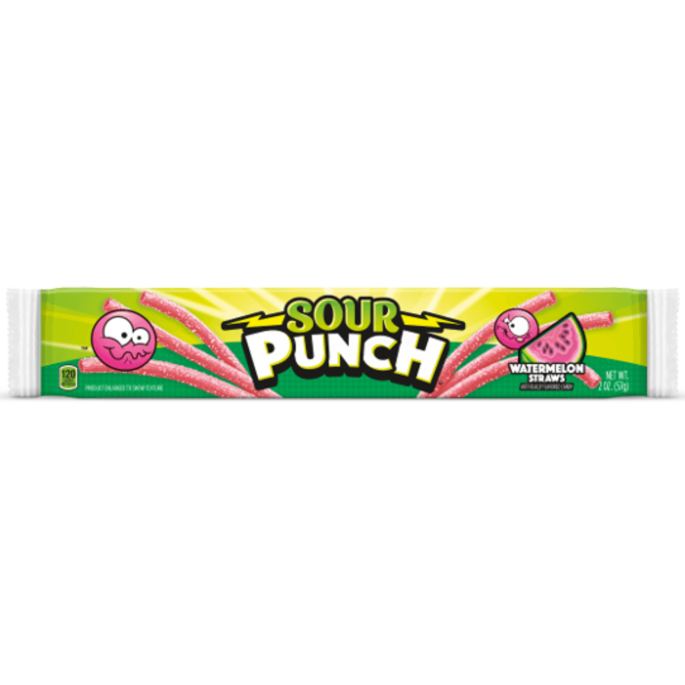 SOUR PUNCH WATERMELON STRAWS 57G – 24 X 57G PACKS