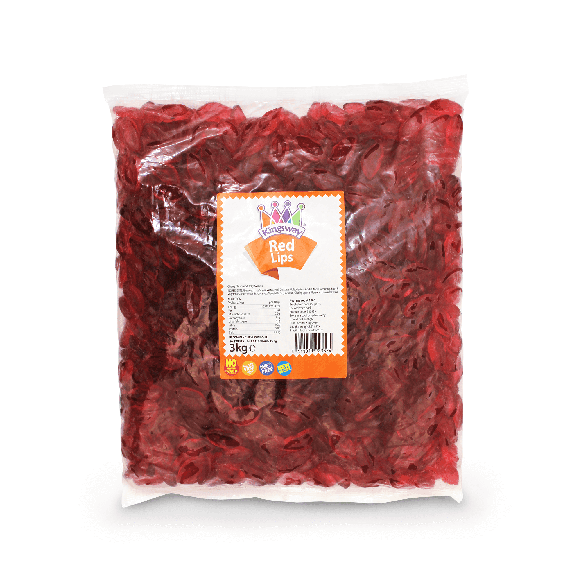KINGSWAY JUICY RED LIPS 3KG BAG – 1 X 3KG BAG - 0