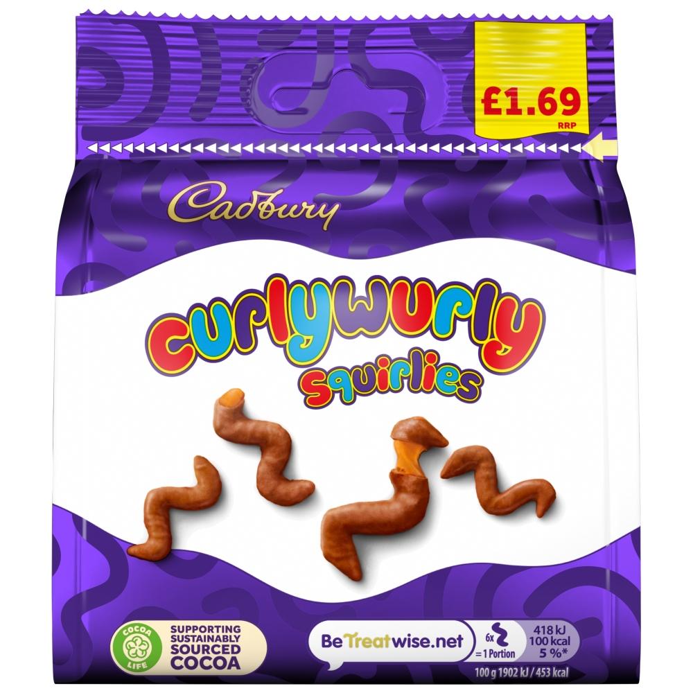 CADBURY CURLY WURLY SQUIRLIES CHOCOLATE 85G BAG – 10 X 85G BAGS