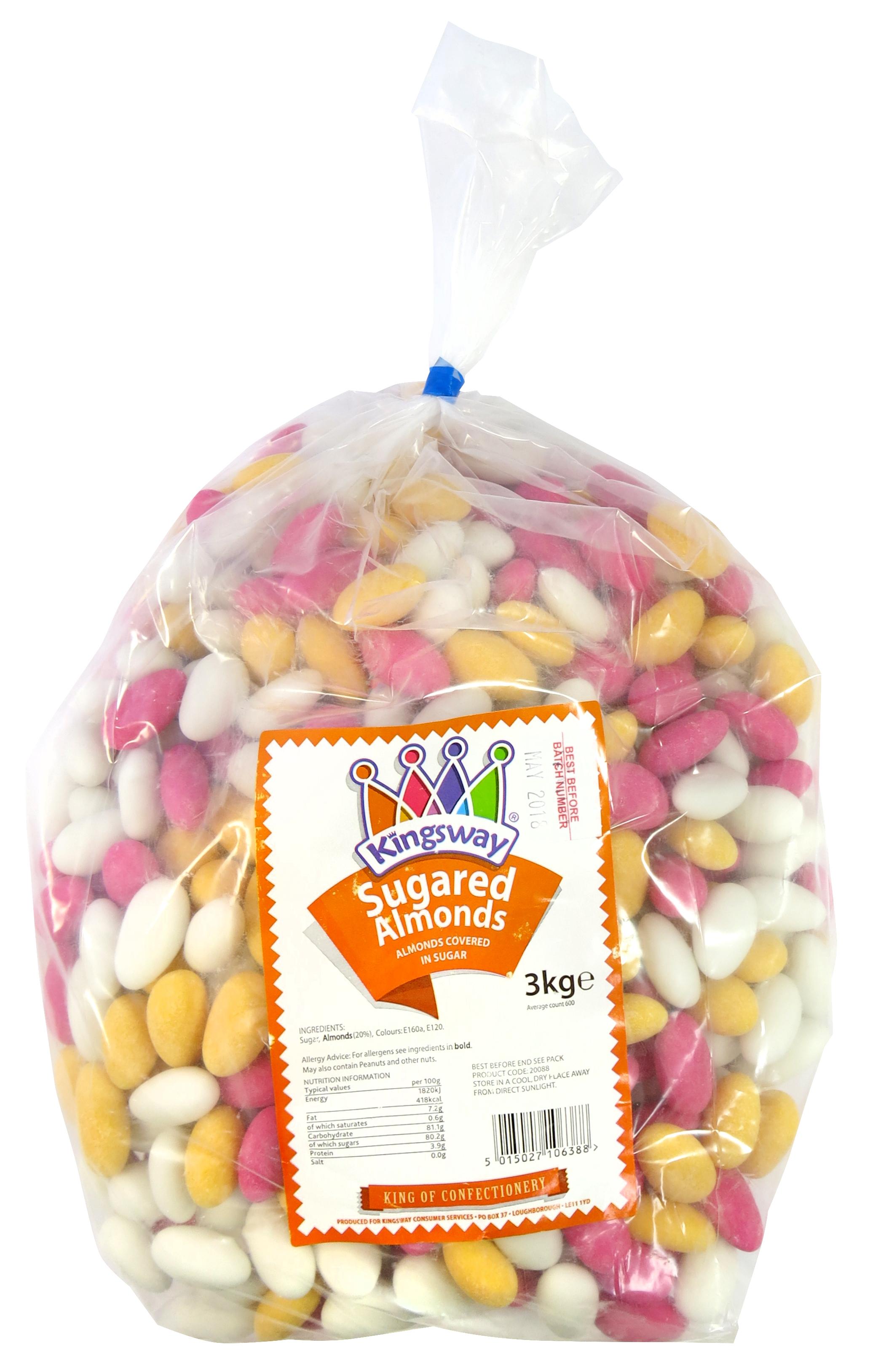 KINGSWAY SUGARED ALMONDS 3KG BAG – 1 X 3KG BAG - 0
