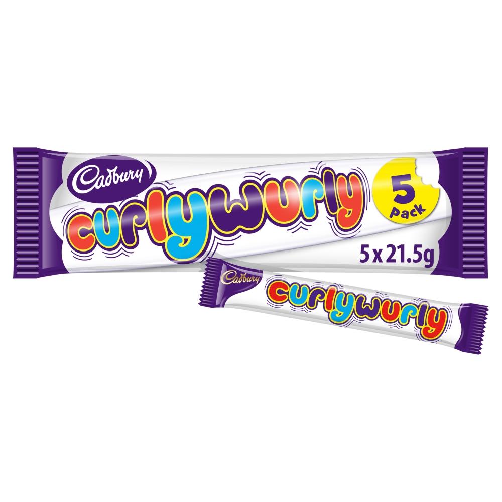 CADBURY CURLY WURLY CHOCOLATE BAR 5 PACK (107.5G) – 28 X (5 X 21.5G)