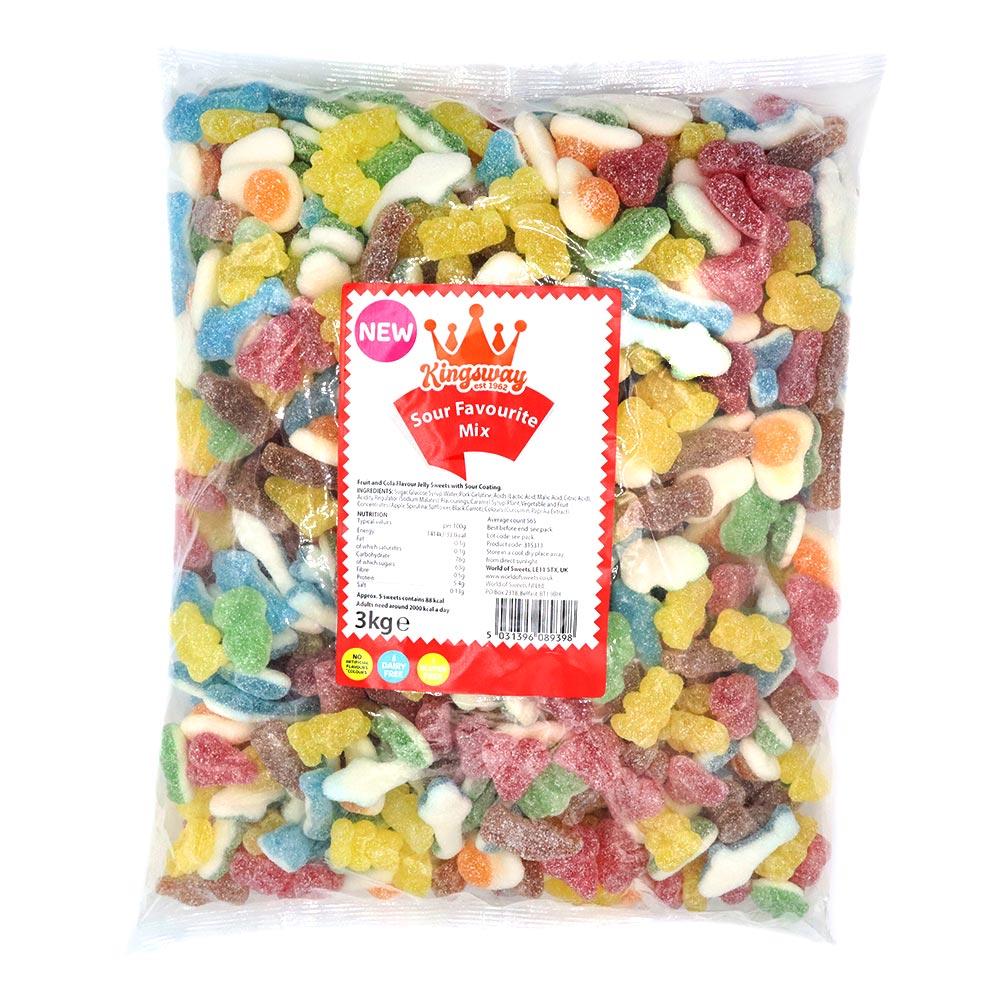 KINGSWAY SOUR FAVOURITES MIX 3KG BAG – 1 X 3KG BAG - 0