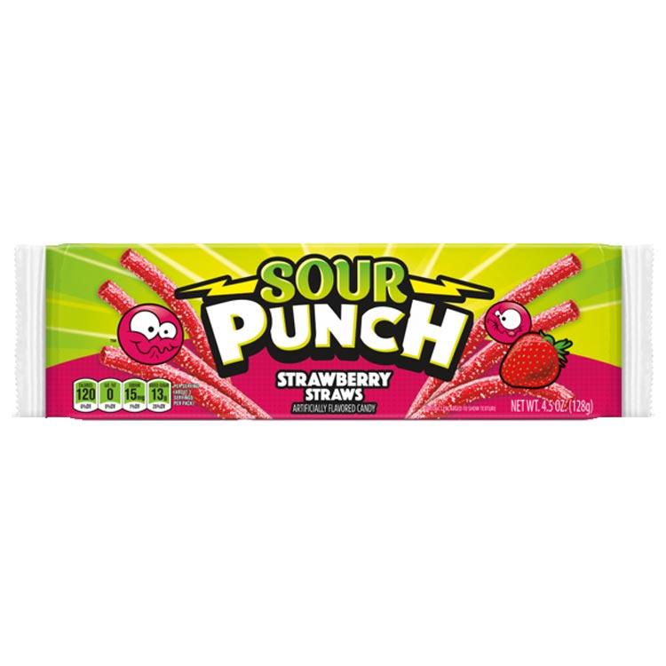 SOUR PUNCH STRAWBERRY STRAWS 128G – 24 X 128G PACKS
