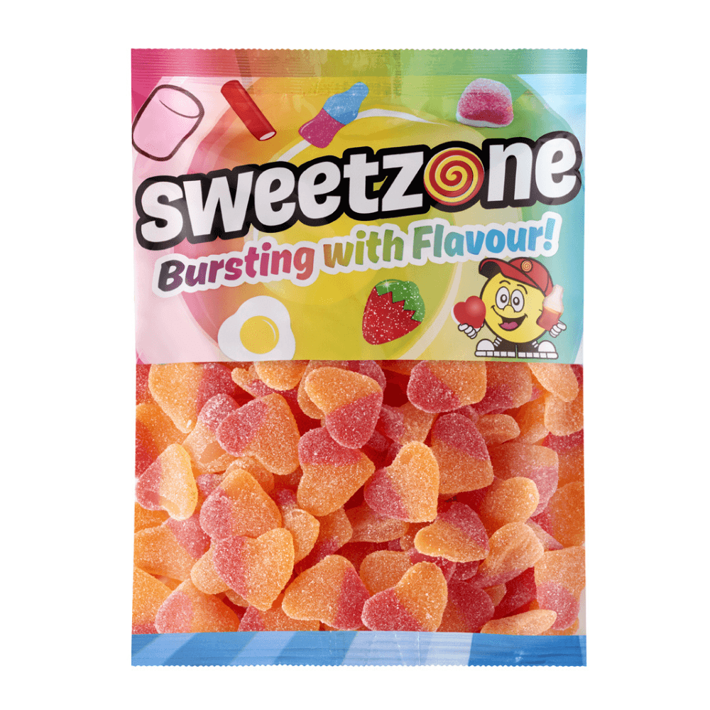 SWEETZONE FIZZY PEACH HEARTS 1KG BAG – 1 X 1KG BAG