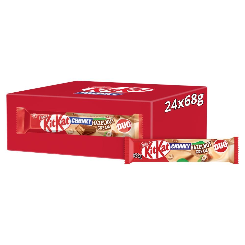 KITKAT CHUNKY DUO HAZELNUT CREAM CHOCOLATE BAR 68G – 24 X 68G BARS