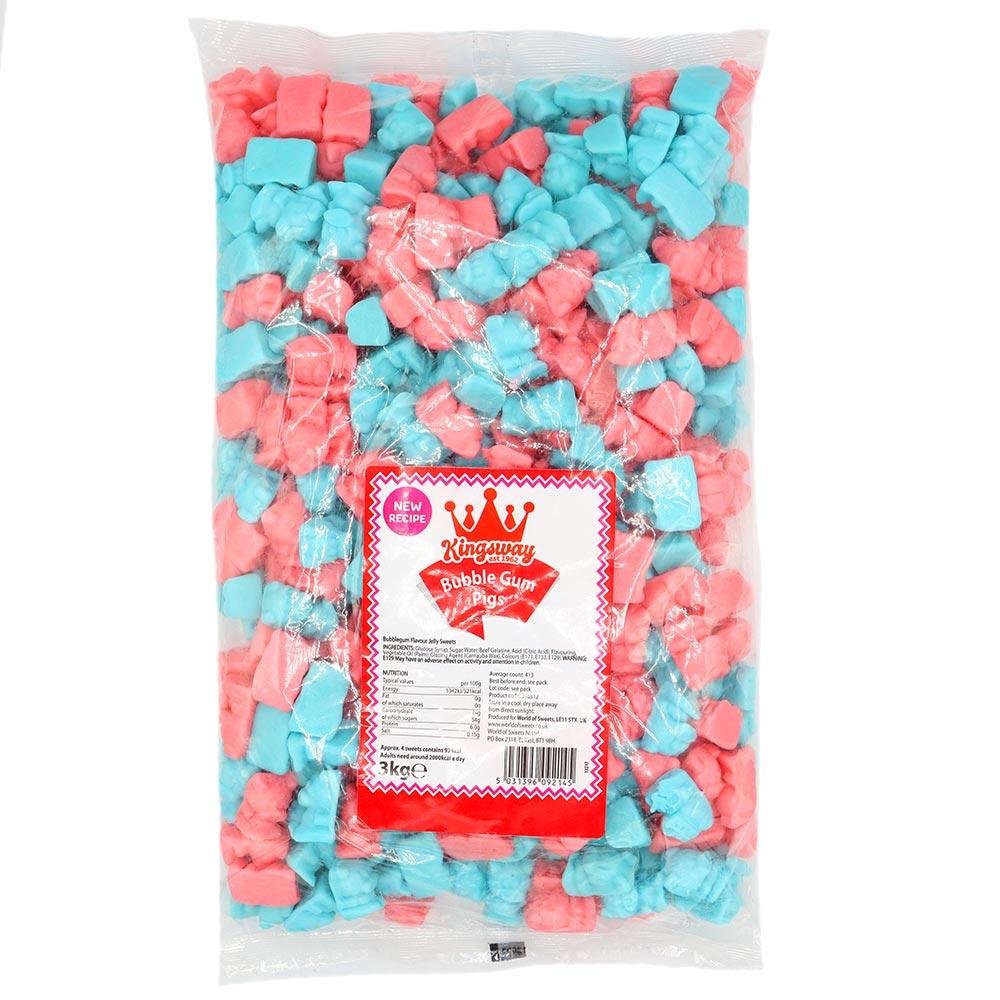 KINGSWAY BUBBLEGUM PIGS 3KG BAG – 1 X 3KG BAG - 0